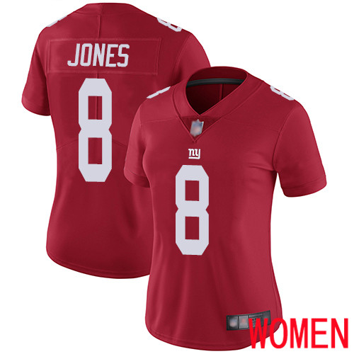Women New York Giants #8 Daniel Jones Red Limited Red Inverted Legend Football NFL Jersey